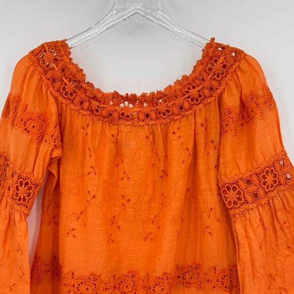 Temptation Positano blouse small crochet eyelet lace embroidered off shoulder - Picture 7 of 10